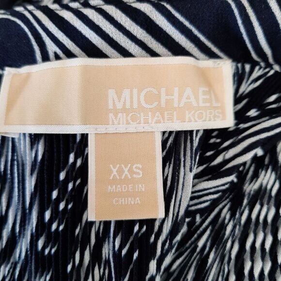 MICHAEL KORS Semi-Sheer Lightweight V-Neck Blouse Top B&W Sz XXS Flawed - Picture 11 of 16